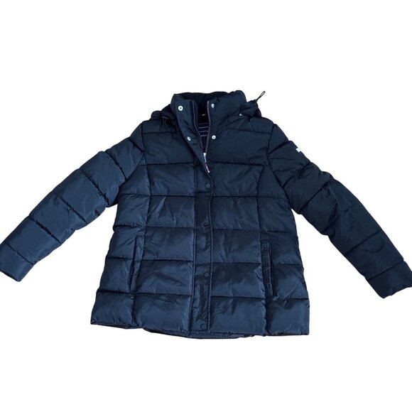 Tommy Hilfiger Coat Womens XL Puffer Black Winter Removable Hood NWOT - Picture 3 of 13